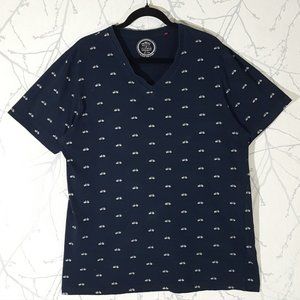 Denim & Flower Navy Bicycles Printed V-Neck Short Sleeve T-Shirt